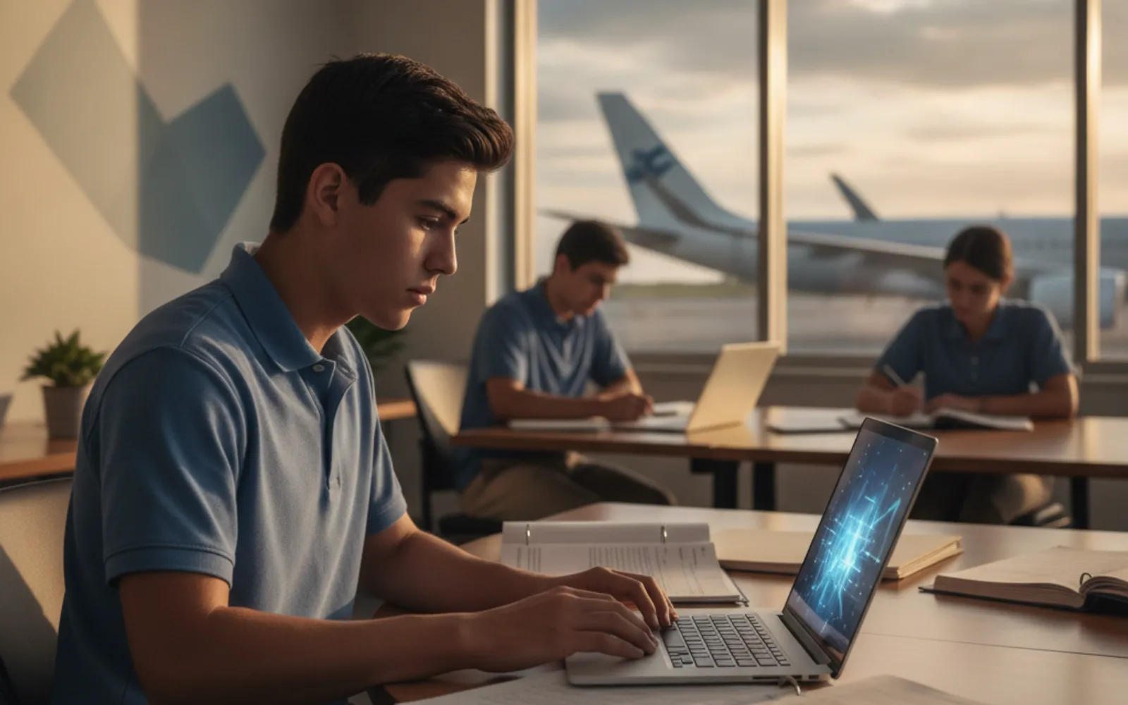 International student reviewing admissions documents to study aviation in the United States